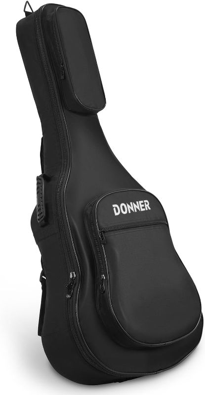 Photo 1 of Donner 40 41 Inch Acoustic Guitar Bag, 0.4 Inch Thick Padding Waterproof Guitar Case Gig Bag Adjustable Shoulder Strap with Back Hanger Loop and Music Stand Pocket Black
