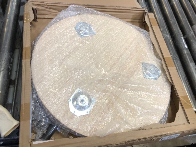 Photo 1 of LITA Log Desktop Round Side End Table, Nightstand/Small Tables, Indoor Outdoor Round Side Table, Wooden Tray Table with Black Metal Stand End Table for Living Room Bedroom Office Small Spaces (L) Wood Large