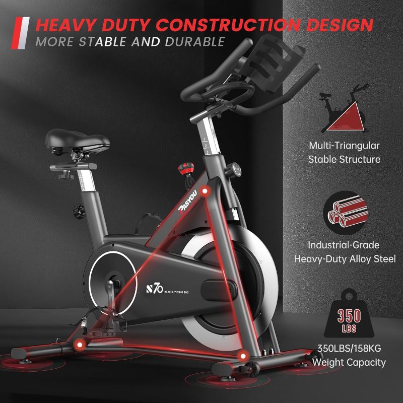 Photo 1 of PASYOU Exercise Bike Stationary Bike Indoor Cycling Bike Ultra-Silent Stationary Bikes for Home Magnetic Exercise Bikes for Home Indoor Bike with LCD Monitor iPad Holder Cycle Bikes for Exercise S70-350LBS Weight Capacity