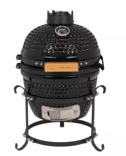 Photo 1 of 13 in. Charcoal Grill in Black with Built-In Thermometer
