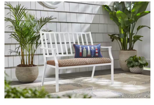Photo 1 of Harbor Point 45.1 in. 2-Person White Steel Outdoor Bench
