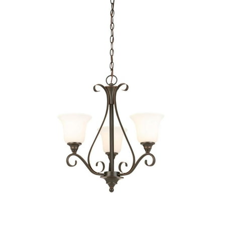 Photo 1 of Hampton Bay 3-Light Oil Rubbed Bronze Chandelier with Frosted Shade (Store Return)
