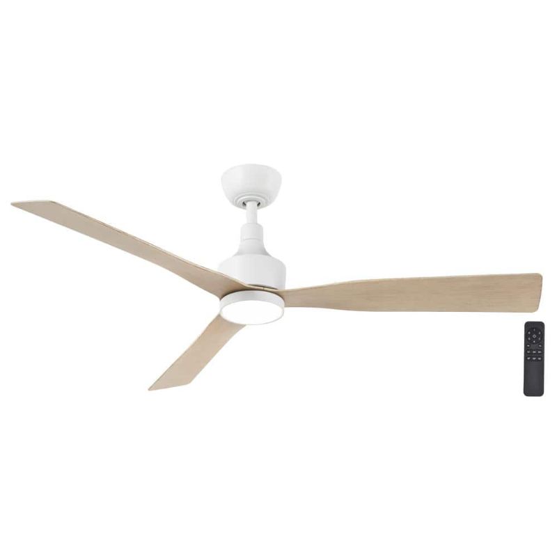 Photo 1 of Ryland 52 in. Smart Indoor/Outdoor Matte White Ceiling Fan with Adjustable White LED with Remote Powered by Hubspace

