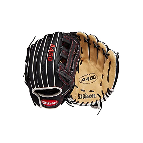 Photo 1 of Wilson 11" Youth A450 ™ Baseball Glove Black/Beige - Sball/Bball Glove and Mitt at Academy Sports
