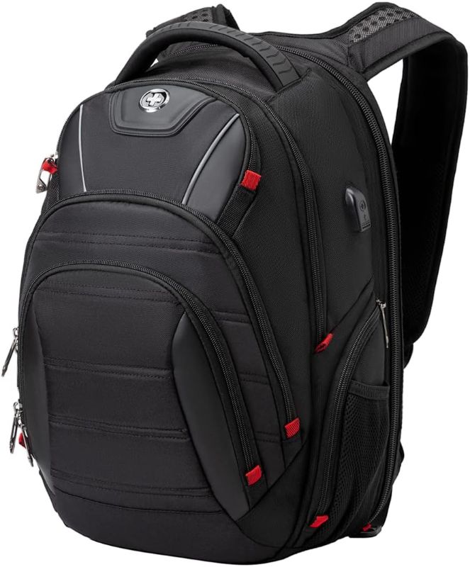 Photo 1 of Swissdigital Design Travel Backpack for men, TSA Friendly USB Charging RFID Protection Business Backpack Fits 15.6" Laptops Black (CIRCUIT J14-BR)
