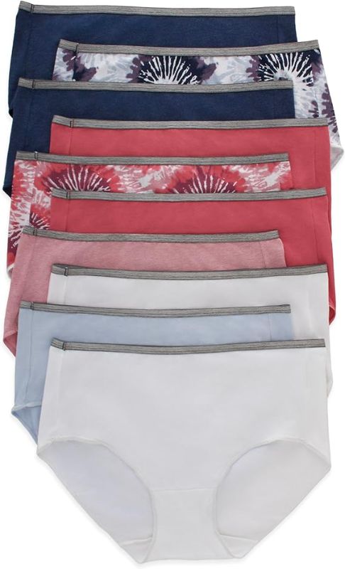 Photo 1 of Hanes Women's Stretch Panties, Moisture-Wicking Cotton Underwear, 10-Pack 7/L