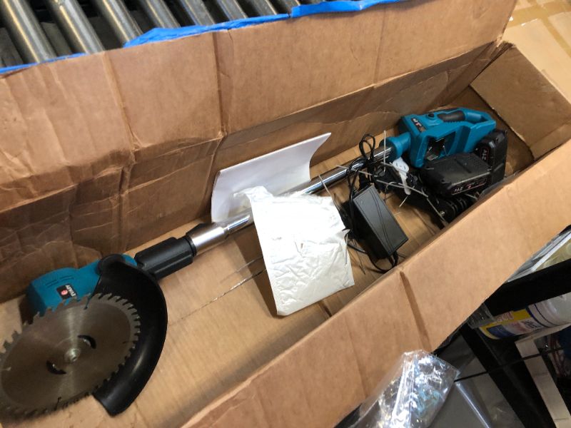 Photo 1 of Wacker Cordless Electric Battery Powered Weed Eater 21V String Trimmer 47" Adjustable, Brush Cutter Lawn Edger 6000mAh Battery Operated, Grass Trimmer Cutter Machine for Lawn Care Deep Blue