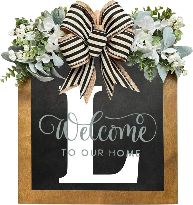 Photo 1 of 16'' Personalized Last Name Welcome Sign, Door Wreaths for Front Door Outside, Spring Wreath for Front Door Decor, Farmhouse New Home Gifts for Home (L)
