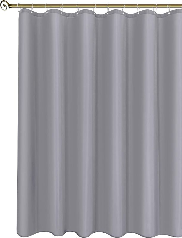 Photo 1 of Biscaynebay Extra Long Fabric Shower Curtain Liner 72 Inch Width by 84 Inch Length, Silver Grey Water Resistant Bathroom Curtains, Rust Resistant Grommets Top Weighted Bottom Machine Washable
