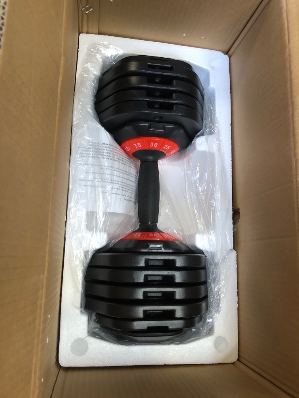Photo 1 of Adjustable Dumbbell 25/55LB Single Dumbbell 5 Weight Options Dumbbell Anti-Slip Metal Handle, Ideal Home Exercise Equipment Black?55LB-1pc?