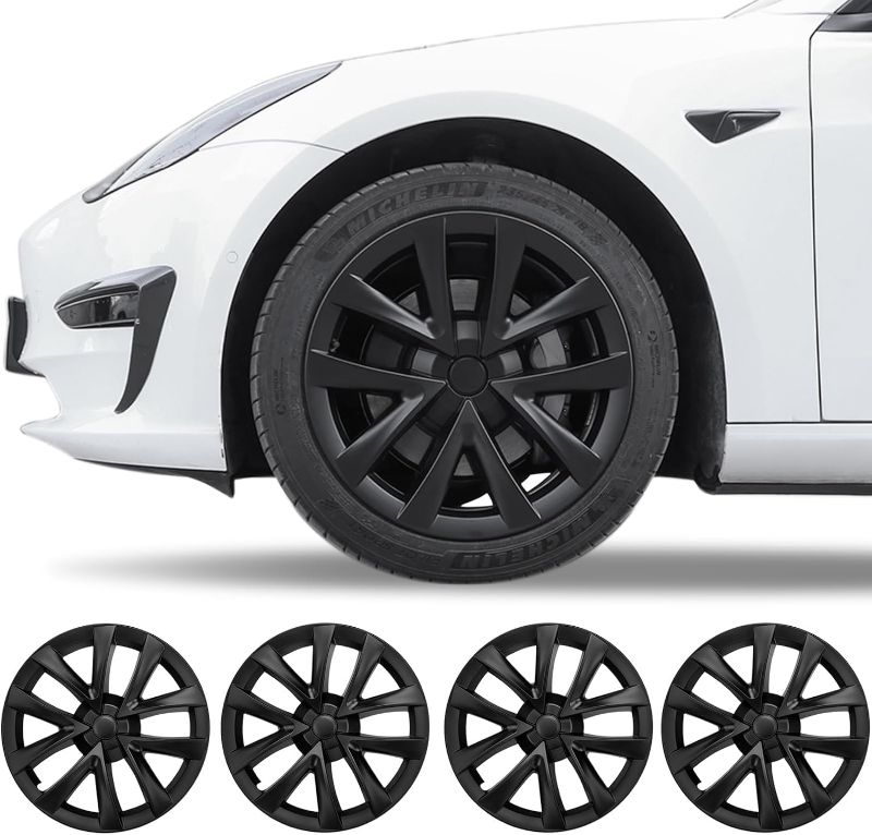 Photo 1 of Model 3 Hubcaps - 18 Inch Aero Wheel Covers Replacement Wheel Caps 18'' Model S Plaid Arachnid Wheels Version Hub Caps Compatible with Model 3 Accessories 2017-2023
