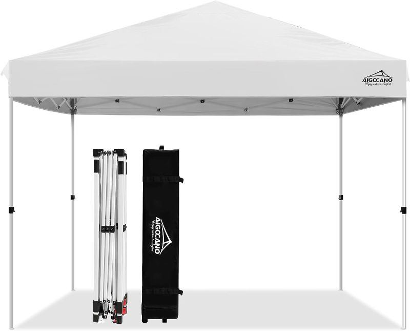 Photo 1 of Pop up Canopy Tent,10x10 Instant Outdoor Canopy for Parties with Wheeled Bag,White
