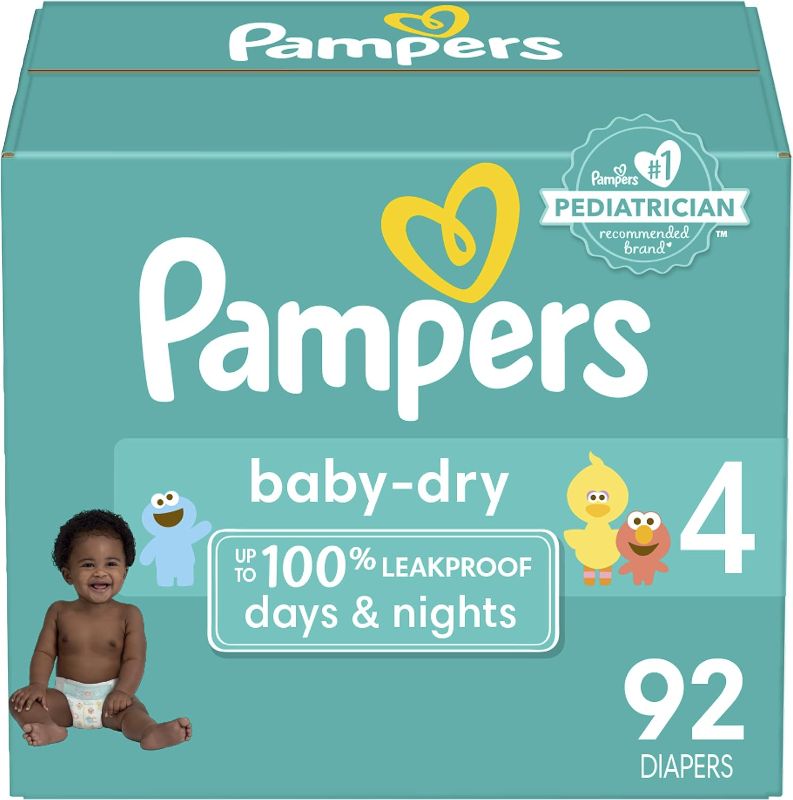 Photo 1 of Pampers Baby Dry Diapers - Size 4, 92 Count, Absorbent Disposable Diapers
