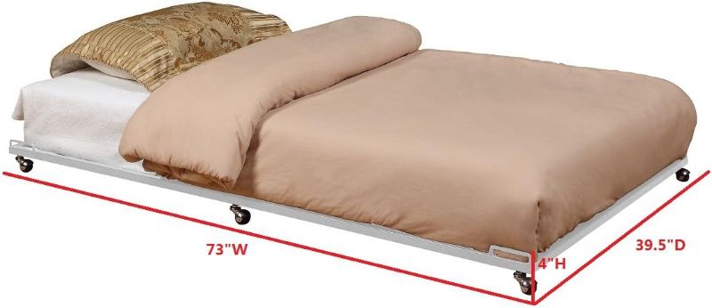 Photo 1 of Kings Brand Furniture - Twin Size Metal Roll Out Platform Trundle Bed Frame for Daybed with Steel Slats, Cream White
