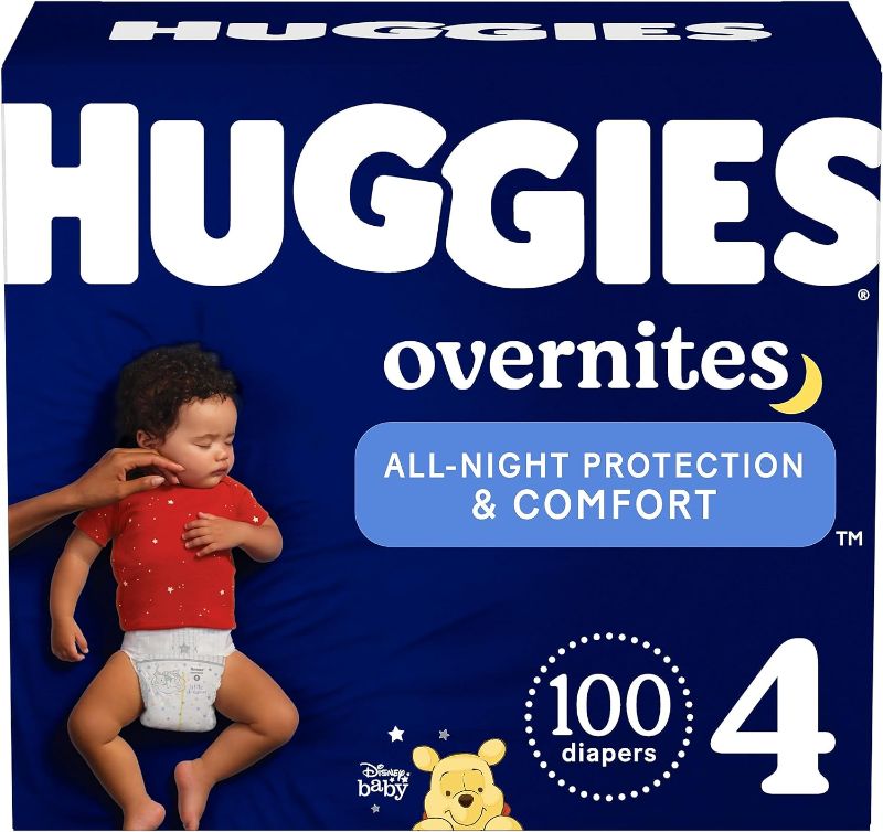 Photo 1 of Overnight Diapers Size 4 (22-37 lbs), 100 Ct, Huggies Overnites Nighttime Baby Diapers Size 4 (100 Count)