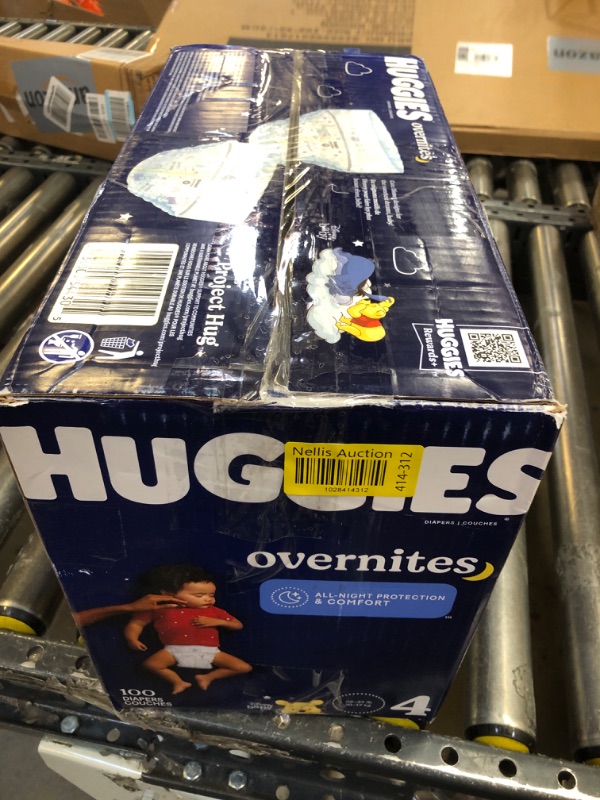 Photo 3 of Overnight Diapers Size 4 (22-37 lbs), 100 Ct, Huggies Overnites Nighttime Baby Diapers Size 4 (100 Count)