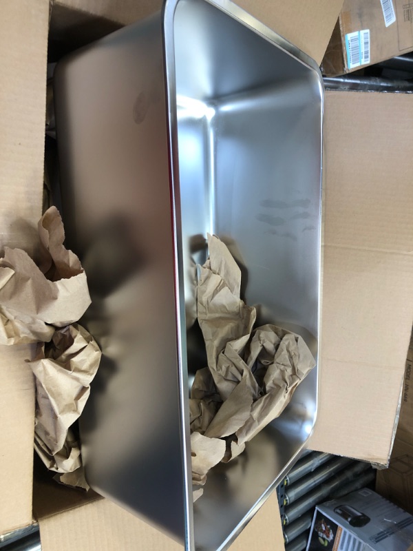 Photo 1 of Kichwit Large Stainless Steel Cat Litter Box with High Sides, Metal Litter Pan for Cat, Non Stick Smooth Surface, Easy to Clean (23.4" L x 15.5" W x 7.6" H)