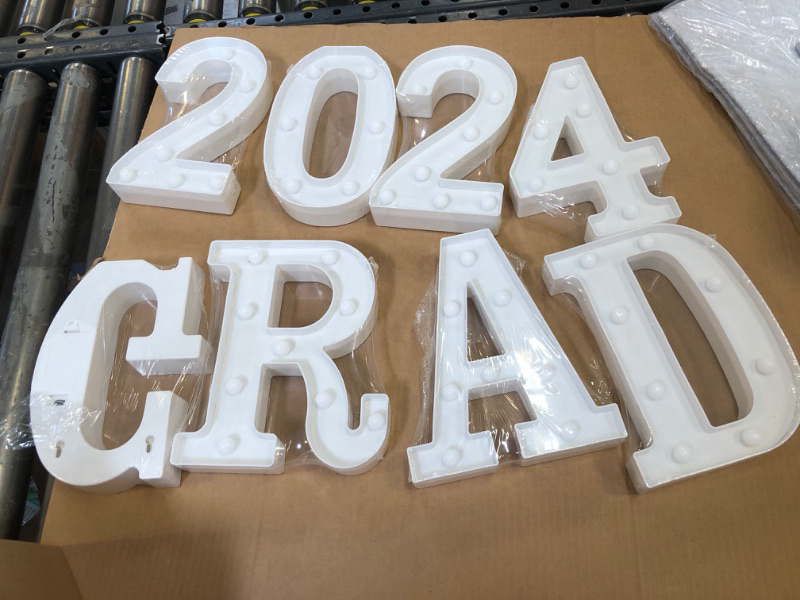 Photo 2 of 8 LED Marquee Letter Lights Grad 2024 Sign, Grad 2024 Light up Letters for Graduation Decorations, Class of 2024 Lights Decoration for High School Senior College Graduation Party Favor Supplies
