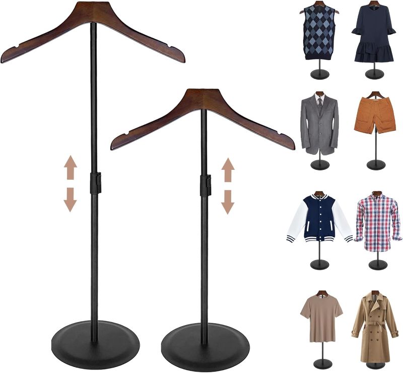 Photo 1 of 2 Pack Shirt Display 35" Height Adjustable Shoulder Stand Shirt Rack, T Shirt Display Stand for Shops, Steaming Clothes Holder, Black
