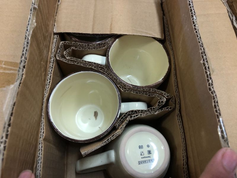 Photo 3 of vancasso Navia Dinnerware Set, 16 Pieces Cream Stoneware, Random Speckled Vintage Design, Includes 4 Dinner Plates, 4 Side Plates, 4 Bowls, 4 Mugs Service for 4 (16 pcs) Cream