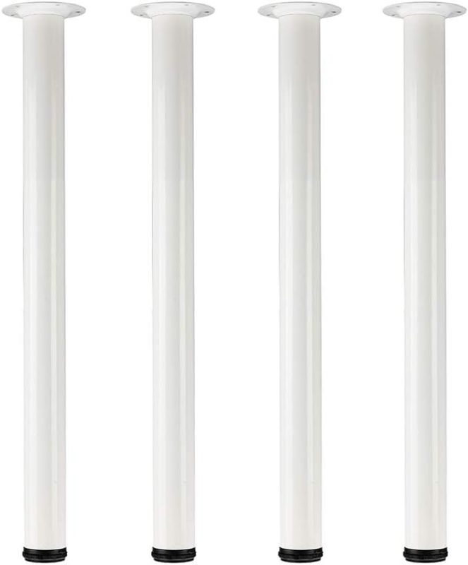 Photo 1 of QLLY 28 inch Adjustable Tall Metal Desk Legs, Office Table Furniture Leg Set, Set of 4 (White)
