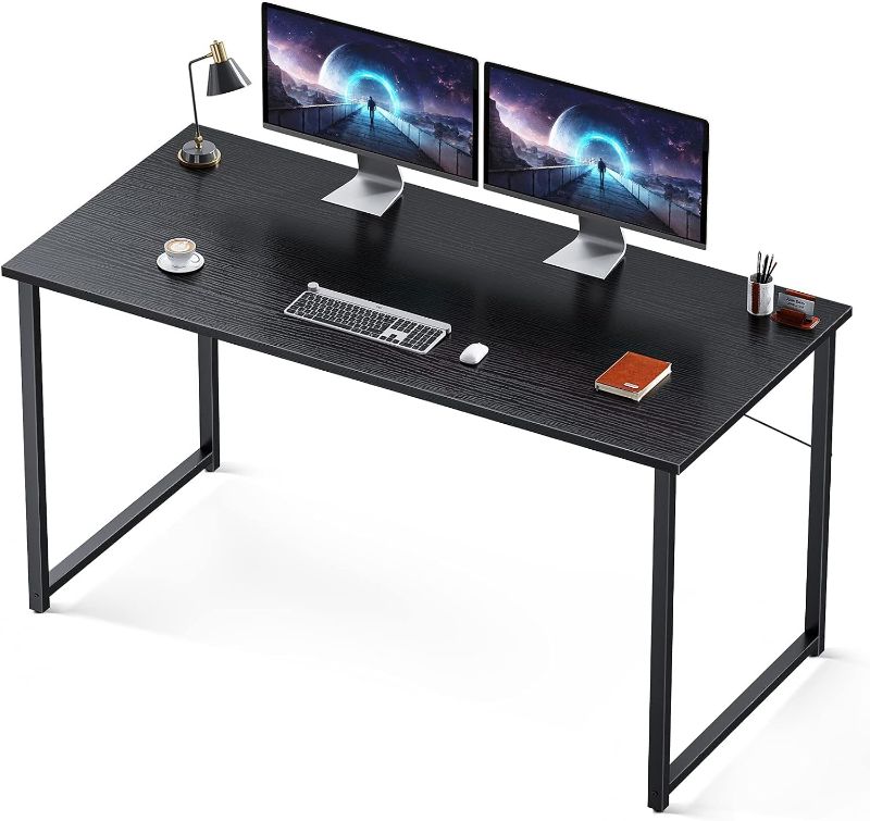 Photo 1 of Coleshome 55 Inch Computer Desk, Modern Simple Style Desk for Home Office, Study Student Writing Desk, Dark Black
