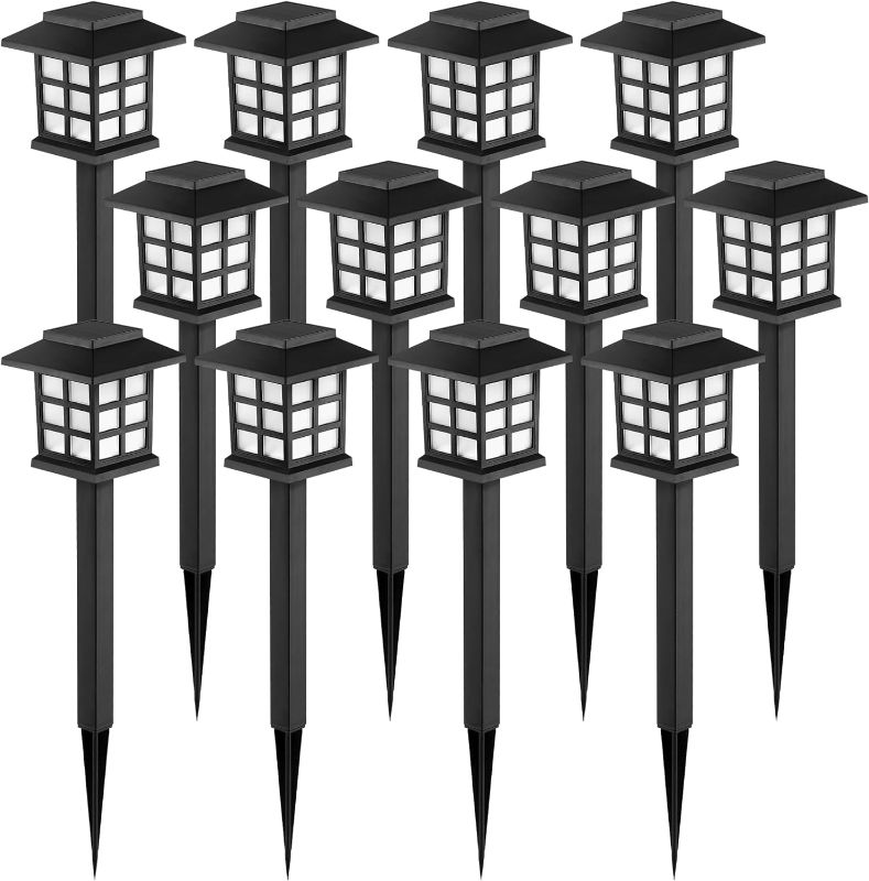 Photo 1 of GIGALUMI Solar Outdoor Lights,12 Pack LED Solar Lights Outdoor Waterproof, Solar Walkway Lights Maintain 10 Hours of Lighting for Your Garden, Landscape, Path, Yard, Patio, Driveway
