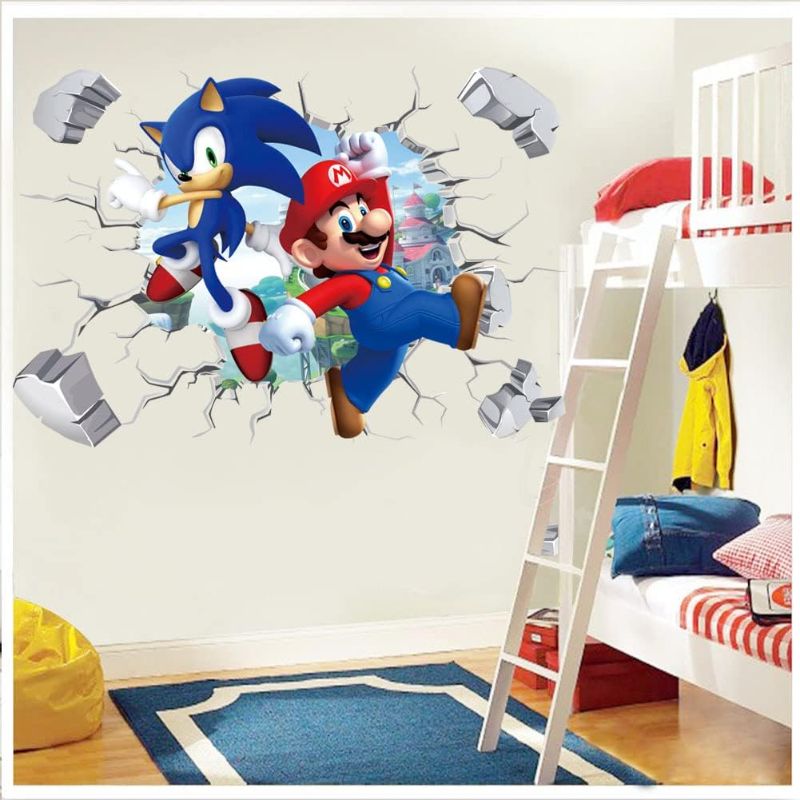 Photo 1 of Super Mario Wall Stickers,Cartoon Game Wall decals,Kids Cartoon Build a Scene,Removable Peel and Stick Wall Decals,DIY Art Murals Room Wall Decorations Baby Boys Kids Room Bedroom Nursery Background Wall Mural Decor,Gifts for Children
