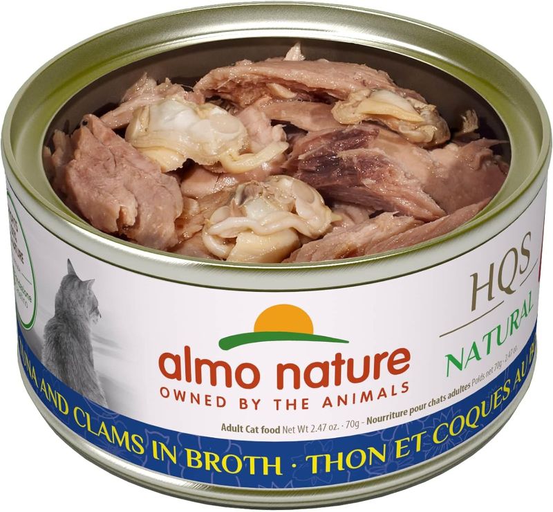Photo 1 of EXP DEC 2025 Almo Nature HQS Natural Wet Cat Food Tuna and Clams in broth 2.47 oz (Pack of 24)
