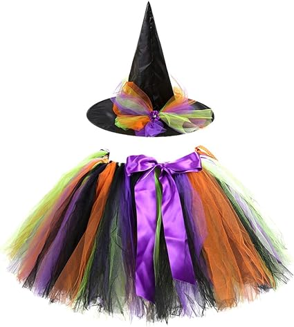 Photo 1 of TENDYCOCO Girls Halloween Witch Tutu Skirt Cosplay Costumes Skirt with Hat for Birthday Party Festival
