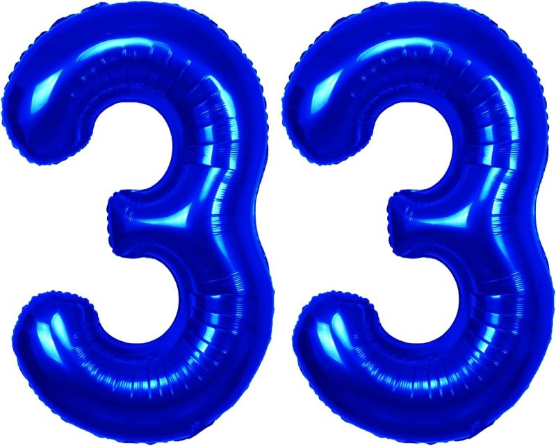 Photo 1 of 40 Inch 33 Hot Blue Number Balloons Mylar Foil Helium Digital Balloon Baby Shower Party Ocean Mermaid Theme 10th Birthday Decor Supplies 33th Birthday Balloons 33Year Decor Photo Shoot Anniversary Dark Blue number 33