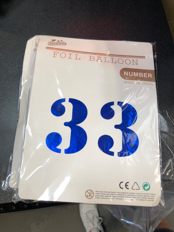 Photo 2 of 40 inch Number Balloon 33, Blue Big Number 33 Balloons, Digital Balloons for 33rd Birthday Party Celebration Decorations, Helium Foil Number Balloons for 33...
