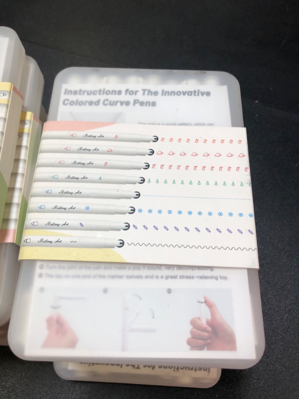 Photo 1 of 8Pcs Colored Curve Highlighter Pen, Dual Tip Pens With 8 Christmas Patterns & 6 Colors Fine Lines, Novelty Fun Pen For Journaling Greeting Card Drawing Scrapbook, Deformable Fidget Pen with Sticker Christmas Style