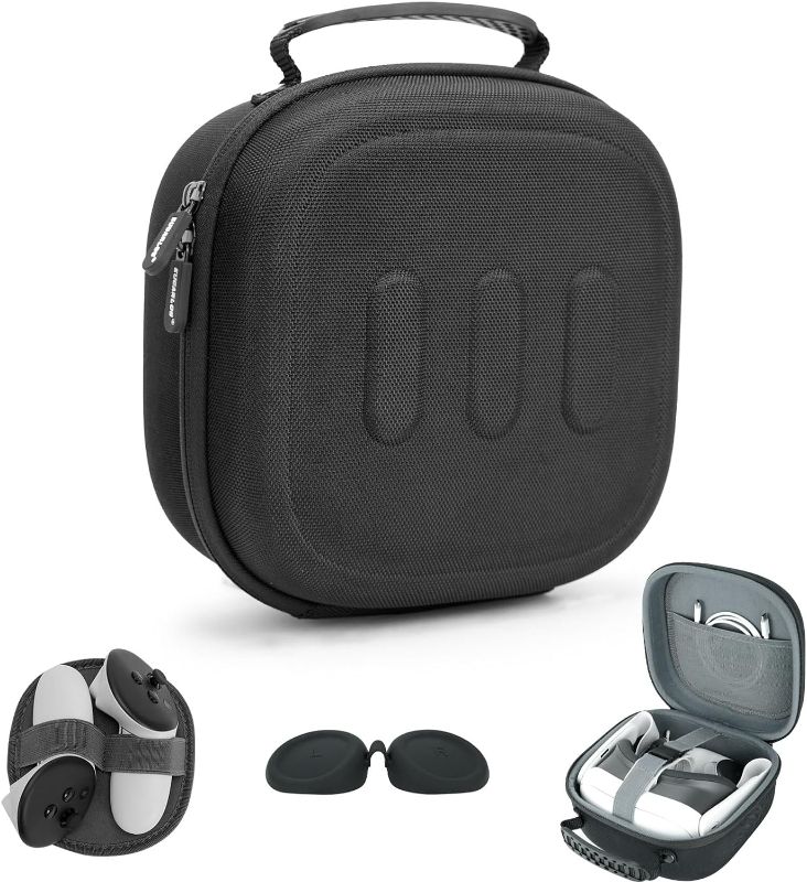Photo 1 of Hard Carrying Case Compatible with Meta Quest 3 / Quest 2 / Vision Pro, VR Gaming Headset and Touch Controllers Travel Case with Lens Cover for Oculus Quest 3/2/ Vision Pro Accessories
`