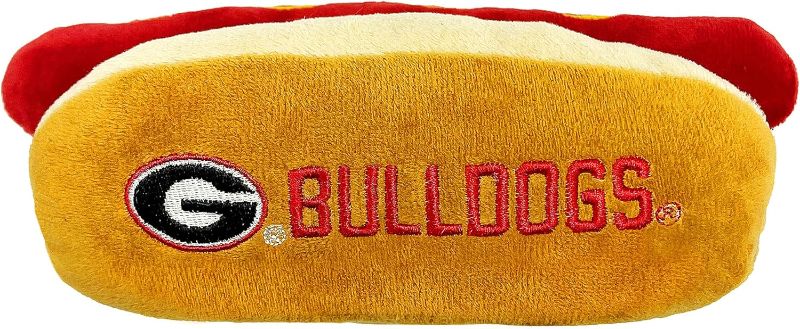 Photo 1 of NCAA Georgia Bulldogs HOT Dog Plush Dog & CAT Squeak Toy - Cutest HOT-Dog Snack Plush Toy for Dogs & Cats with Inner Squeaker & Beautiful Football/Basketball Team Name/Logo
