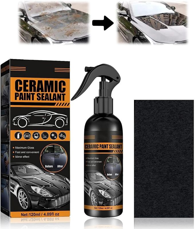 Photo 1 of Ceramic Coating for Cars Kit, Ceramic Car Coating Spray, Plastic Restorer Hydrophobic Trim Coating, Professional Grade Protective Sealant Polish for Cars, RVs, Motorcycles, 120ml + Nano Glitter Cloth
