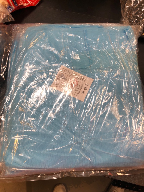 Photo 1 of 10 Pack Blue PP Coat Aprons. Disposable. Unisex Liquid-Proof Workwear. Protective Uniform with Elastic Cuff