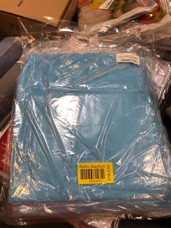 Photo 2 of 10 Pack Blue PP Coat Aprons. Disposable. Unisex Liquid-Proof Workwear. Protective Uniform with Elastic Cuff