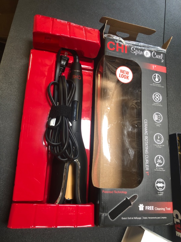 Photo 1 of CHI Spin N Curl, Curling Iron For Healthy & Shiny Effortless Curls & Waves, Provides Preset Temperature Settings For Each Hair Texture, Onyx Black
TESTED AND IT WORKS 