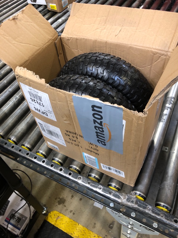 Photo 1 of Taifa 13 Inch 2 PCS Solid Flat Free Replacement Tires and Wheels 5.00-6 with 3/4'' Axle Bore Hole, Air Less Wheel for Wheelbarrows, Lawn Mower, Garden Carts, Hand Trucks, Pressure Washers etc. 13x500-6PU-grass-2packs