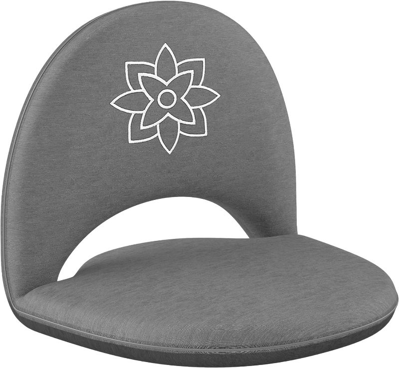 Photo 1 of Mindful Modern Meditation Chair | Adjustable Floor Chair with Back Support | Padded Floor Seat for Posture Support and Comfort | Portable Folds Flat for Storage | Indoor/Outdoor Use | Slate Grey
