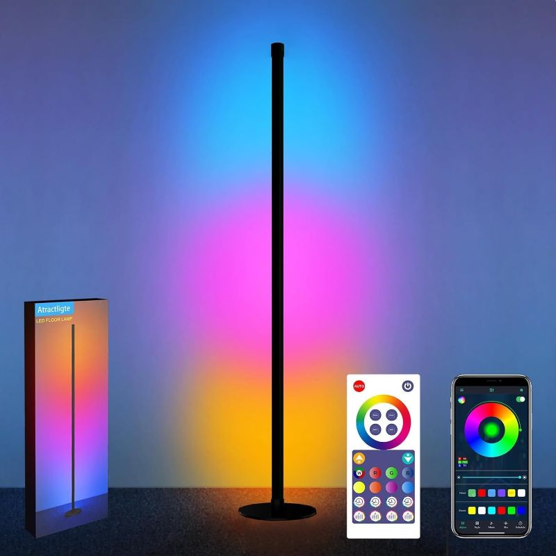 Photo 1 of Led Floor Lamp,RGB Corner Lamp with App and Remote Control,Smart Modern Floor Lamp with 16 Million DIY Colors,DIY Modes and Music Sync,Standing Lamp for Bedroom,Living Room
