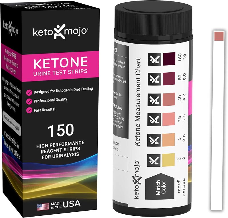 Photo 1 of 150 Ketone Test Strips with Free Keto Guide eBook & Free APP. Urine Test for Ketosis on Ketogenic & Low-Carb Diets. Extra-Long Strips.
