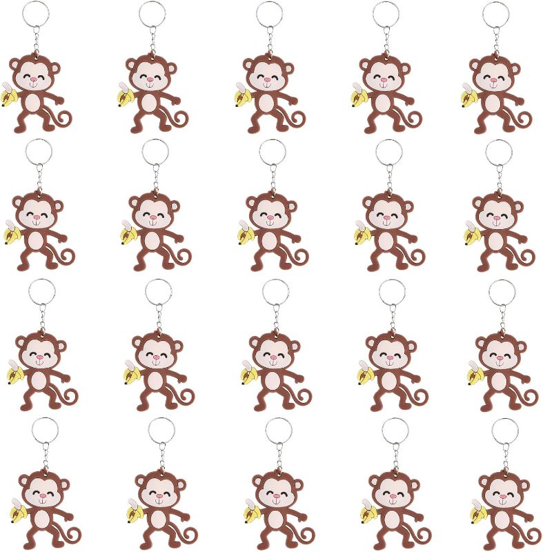 Photo 1 of 40 Pack Cute Monkey Keychains for Wild Animal Party Favors, Safari Animal Party Favors, Baby Shower Return Gifts
