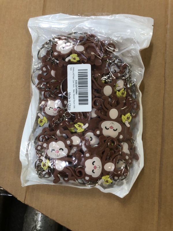 Photo 1 of 40 Pack Cute Monkey Keychains for Wild Animal Party Favors, Safari Animal Party Favors, Baby Shower Return Gifts
