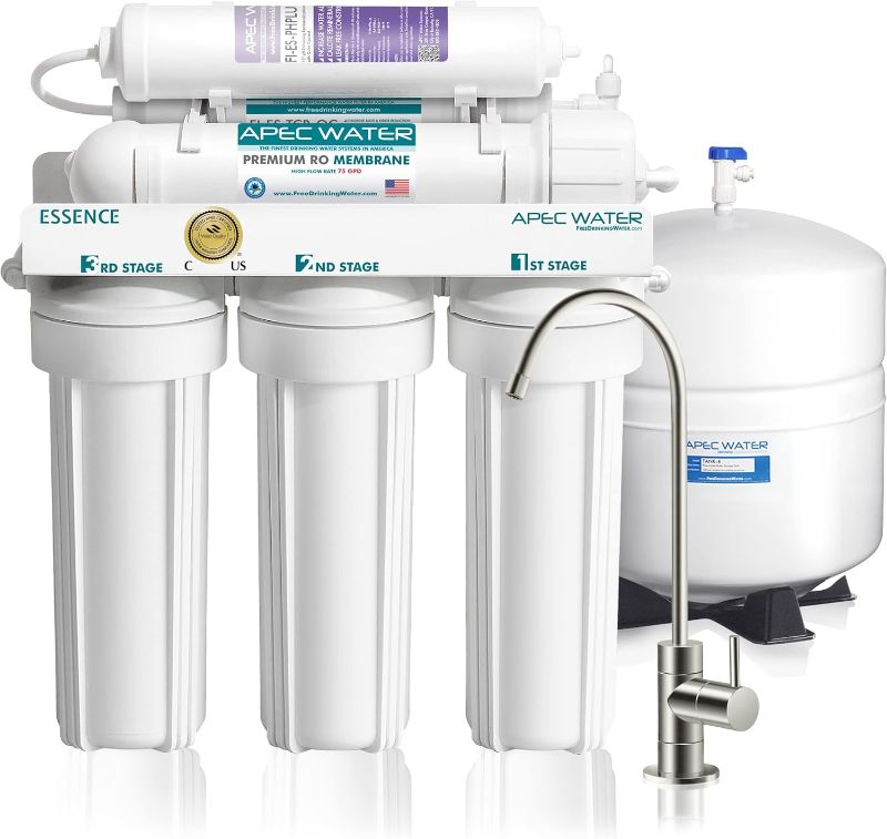 Photo 1 of APEC Water Systems ROES-PH75 Essence Series Top Tier Alkaline Mineral pH+ 75 GPD 6-Stage Certified Ultra Safe Reverse Osmosis Drinking Water Filter System
OPEN BOX 
