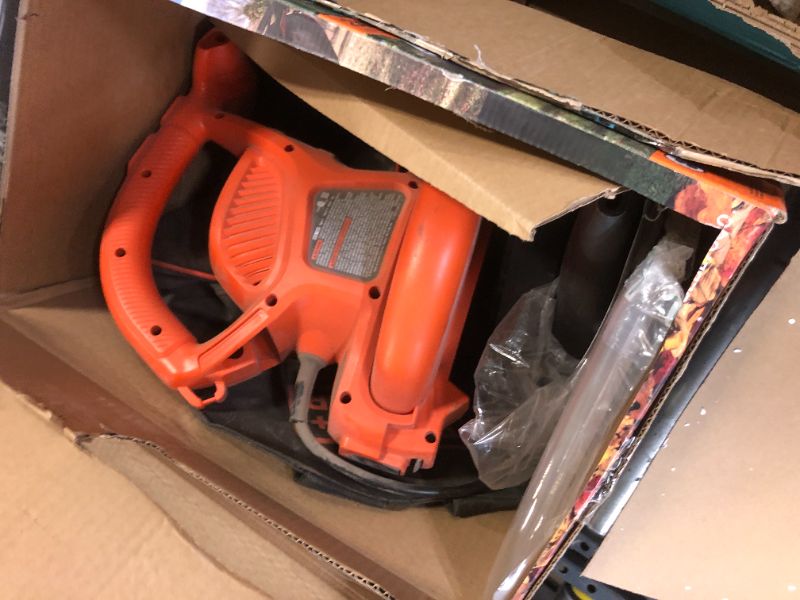 Photo 2 of *EXTREMELY DUSTY* BLACK+DECKER Electric Leaf Blower, Leaf Vacuum and Mulcher 3 in 1, 250 mph Airflow, 400 cfm Delivery Power, Reusable Bag Included, Corded (BEBL7000)
