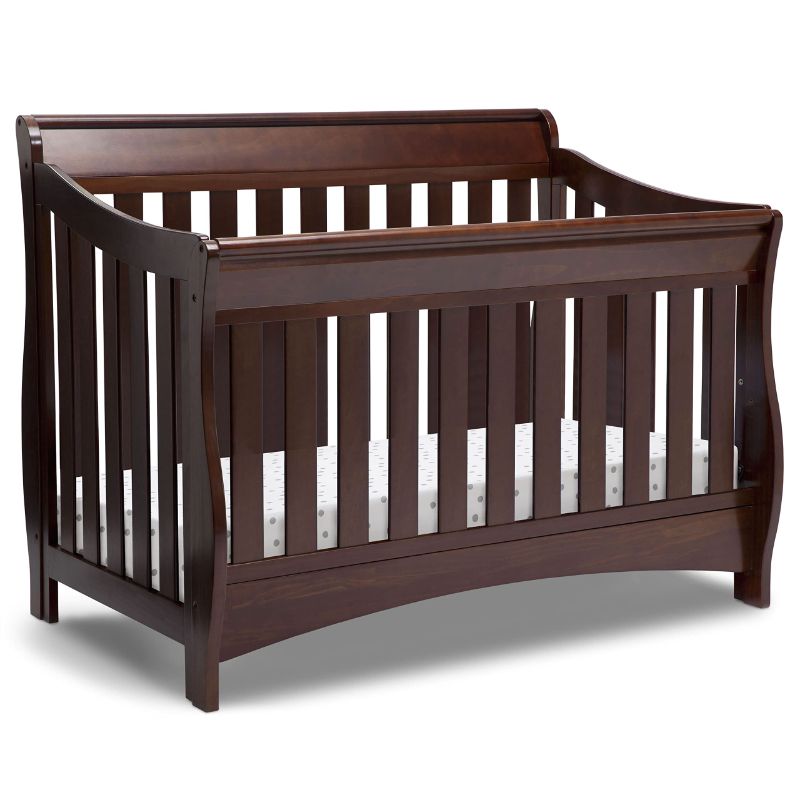 Photo 1 of Delta Children Essex 4-in-1 Convertible Baby Crib, Bianca White with Natural Legs Crib Bianca White