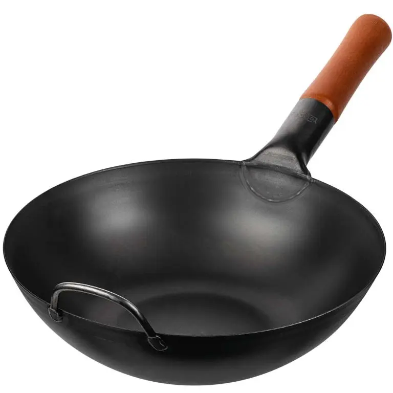 Photo 1 of 11,8-inch Pre-Seasoned Black Carbon Steel Wok Flat Bottomed
