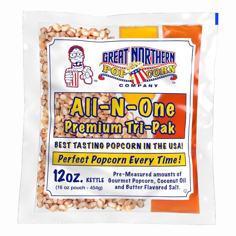 Photo 1 of 12oz Popcorn Machine Popcorn Packets - All-in-One Movie Theater Style Popcorn Kernels, Salt, and Oil Packs by Great Northern Popcorn (24 Case)
